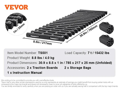 SucceBuy – planches de Traction 10 tonnes avec planches de récupération PP pour véhicules tout-terrain/voitures/micros/SUV/RV, paire de tapis de Traction pour pneus