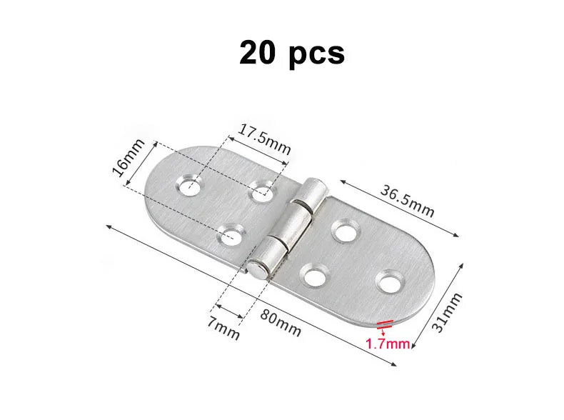 Charnière de Table pliante à rabat en acier inoxydable, charnière à bord rond rotative à 180 degrés, charnière de porte d'armoire avec vis, 6/10/20/40 pièces