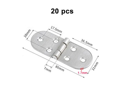 Charnière de Table pliante à rabat en acier inoxydable, charnière à bord rond rotative à 180 degrés, charnière de porte d'armoire avec vis, 6/10/20/40 pièces