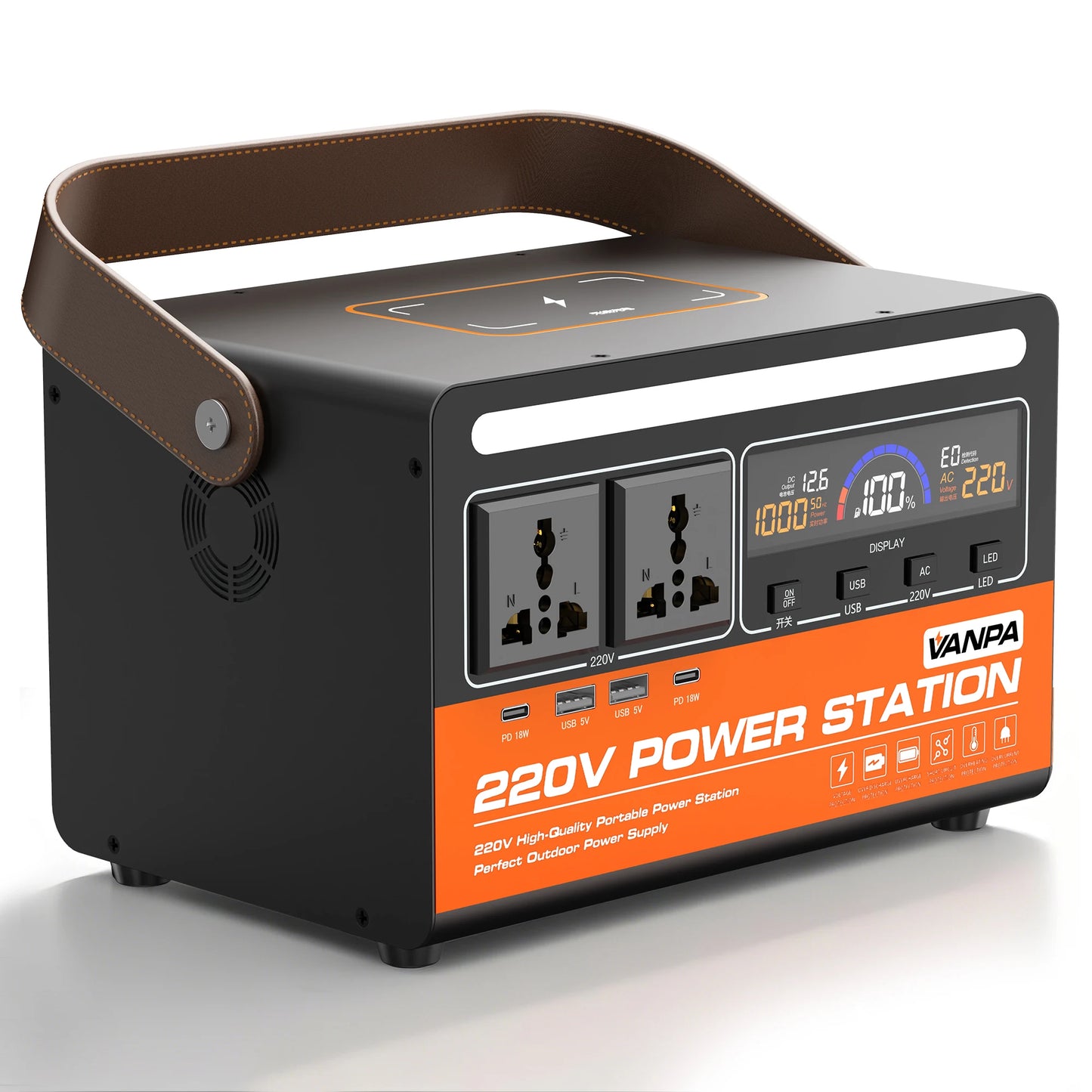 Centrale électrique Portable 300W 200Wh, batterie au Lithium 54000Mah avec 2 * AC, 2 * DC, 4 * USB, lumière LED pour le Camping et l'extérieur