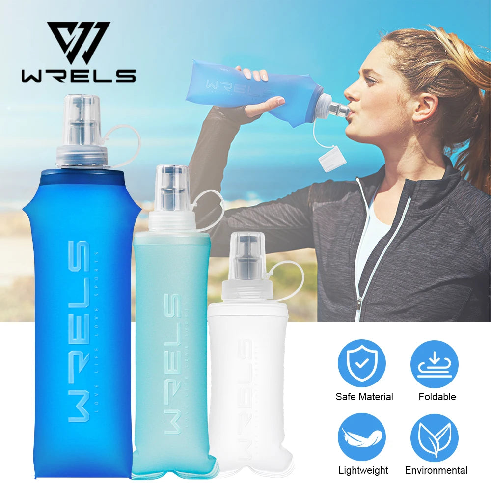 WRELS 250ml 500ml flacon souple pliant bouteille d'eau pliable TPU sans BPA Sport de plein air sac d'eau Portable course Camping