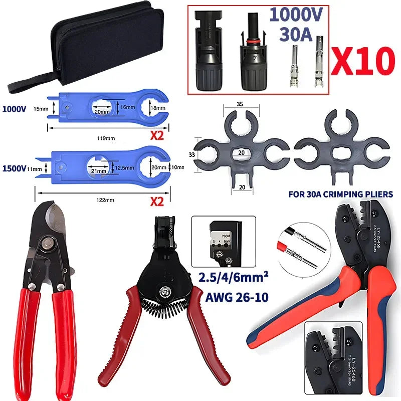 1/5 ensembles de connecteurs solaires photovoltaïques IP67 Y/T Type 30A 1000V, Kit de branche 3-7 voies pour câble PV/MC, Module de batterie 2.5/4/6 mm2