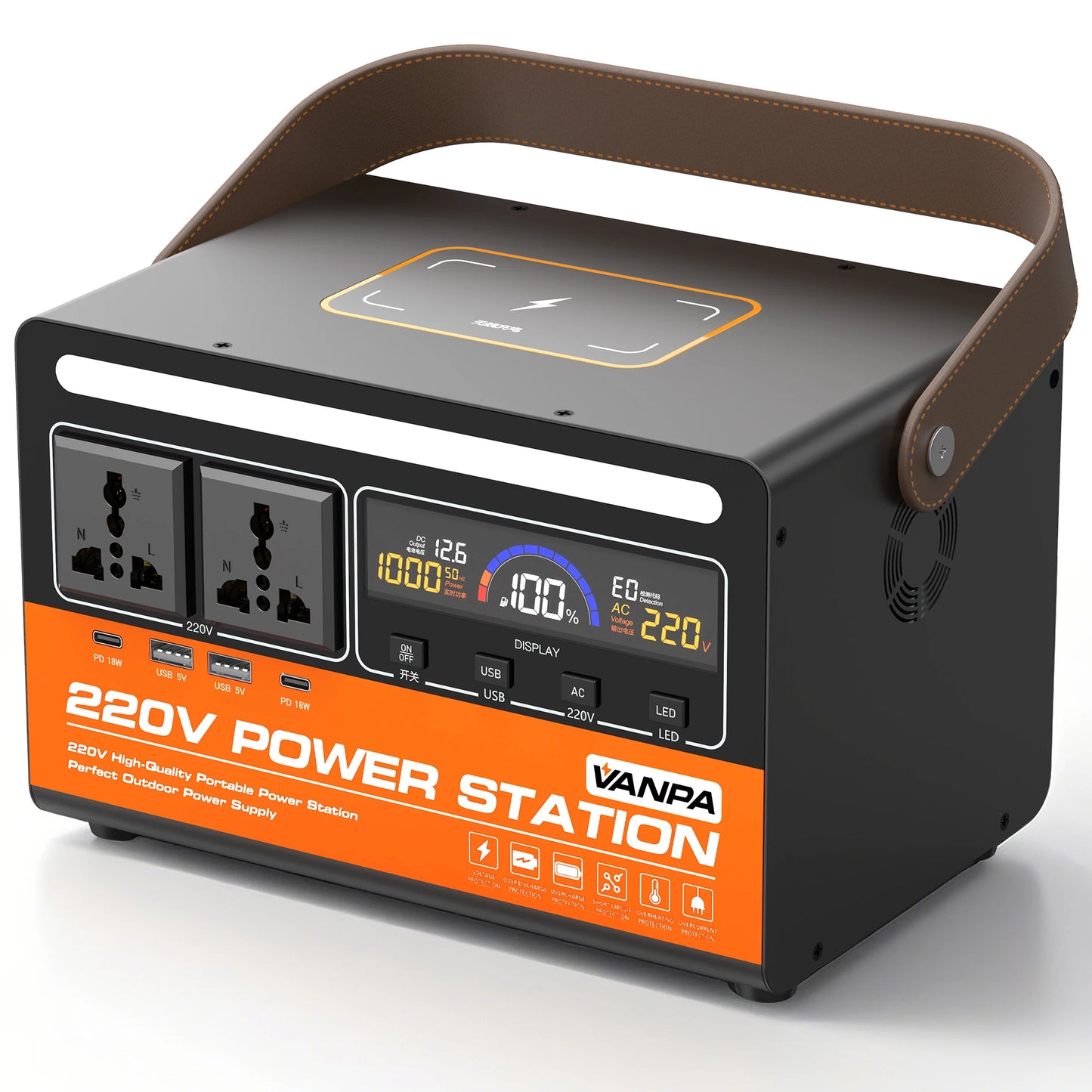 Centrale électrique Portable 300W 200Wh, batterie au Lithium 54000Mah avec 2 * AC, 2 * DC, 4 * USB, lumière LED pour le Camping et l'extérieur