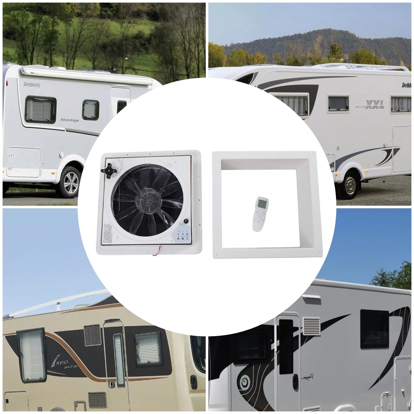 Ventilateur de Toit Réversible pour Hurhome, 36cm/14.2 Pouces, Silencieux, Continu, avec Télécommande de 12V