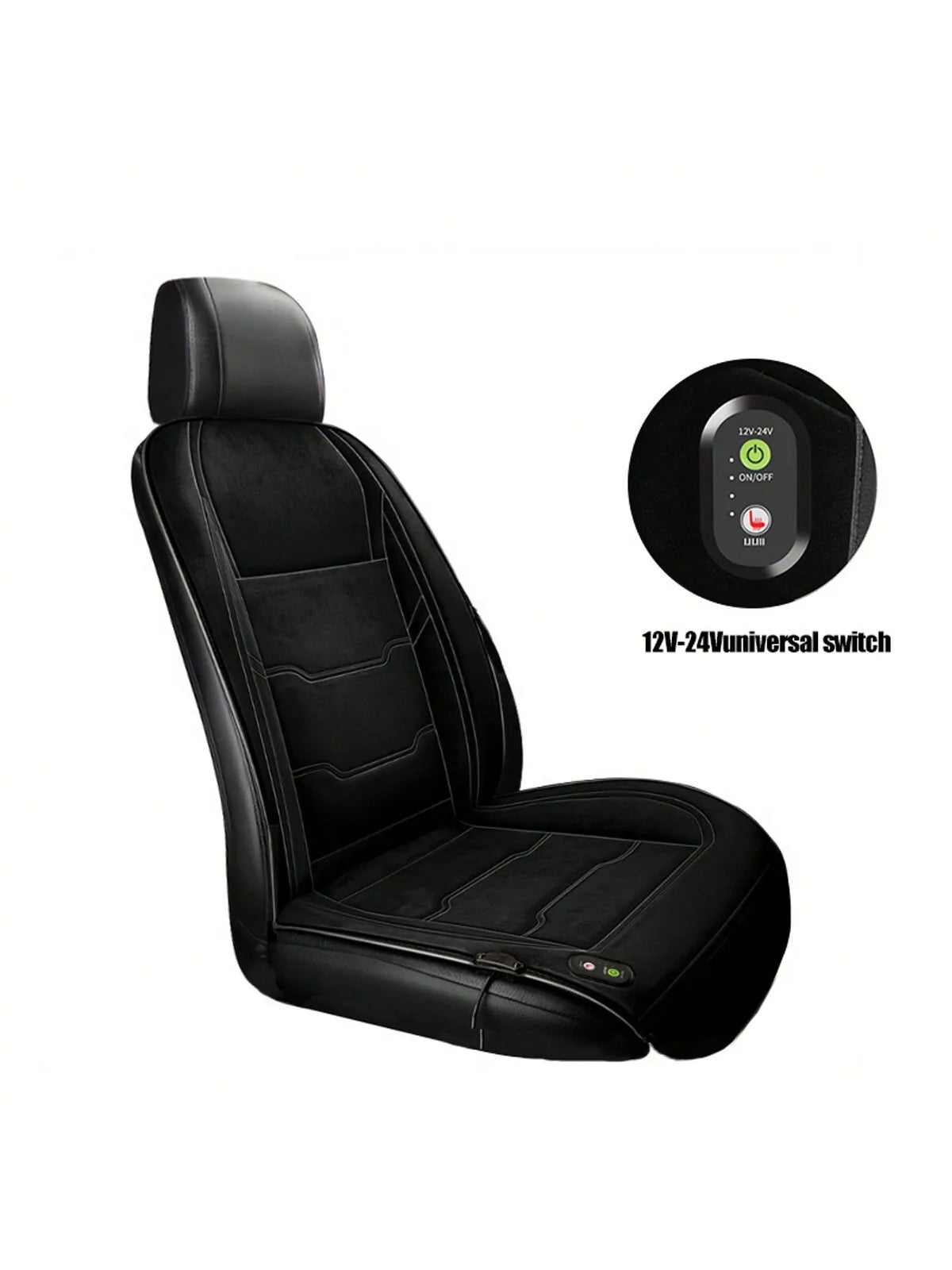 Coussin de siège chauffant universel pour voiture, 1 pièce, 12V/24V, coussin chaud d'hiver en velours pour un seul siège