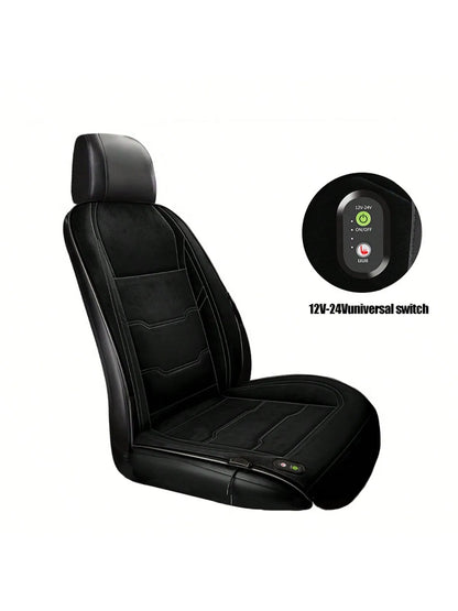 Coussin de siège chauffant universel pour voiture, 1 pièce, 12V/24V, coussin chaud d'hiver en velours pour un seul siège