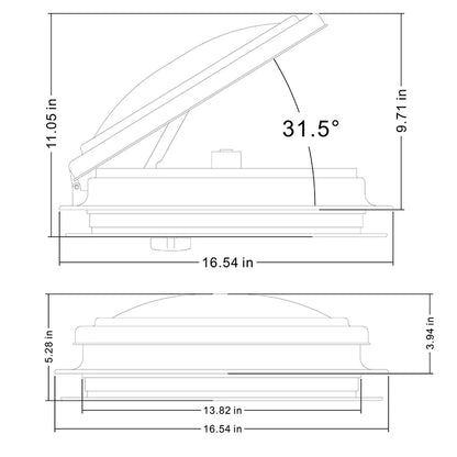 TYTXRV 14 "X 14" DC12V RV toit évent caravane Simple Ventilation ventilateur d'échappement couvercle blanc pour voyage remorque camping-car salle de bain