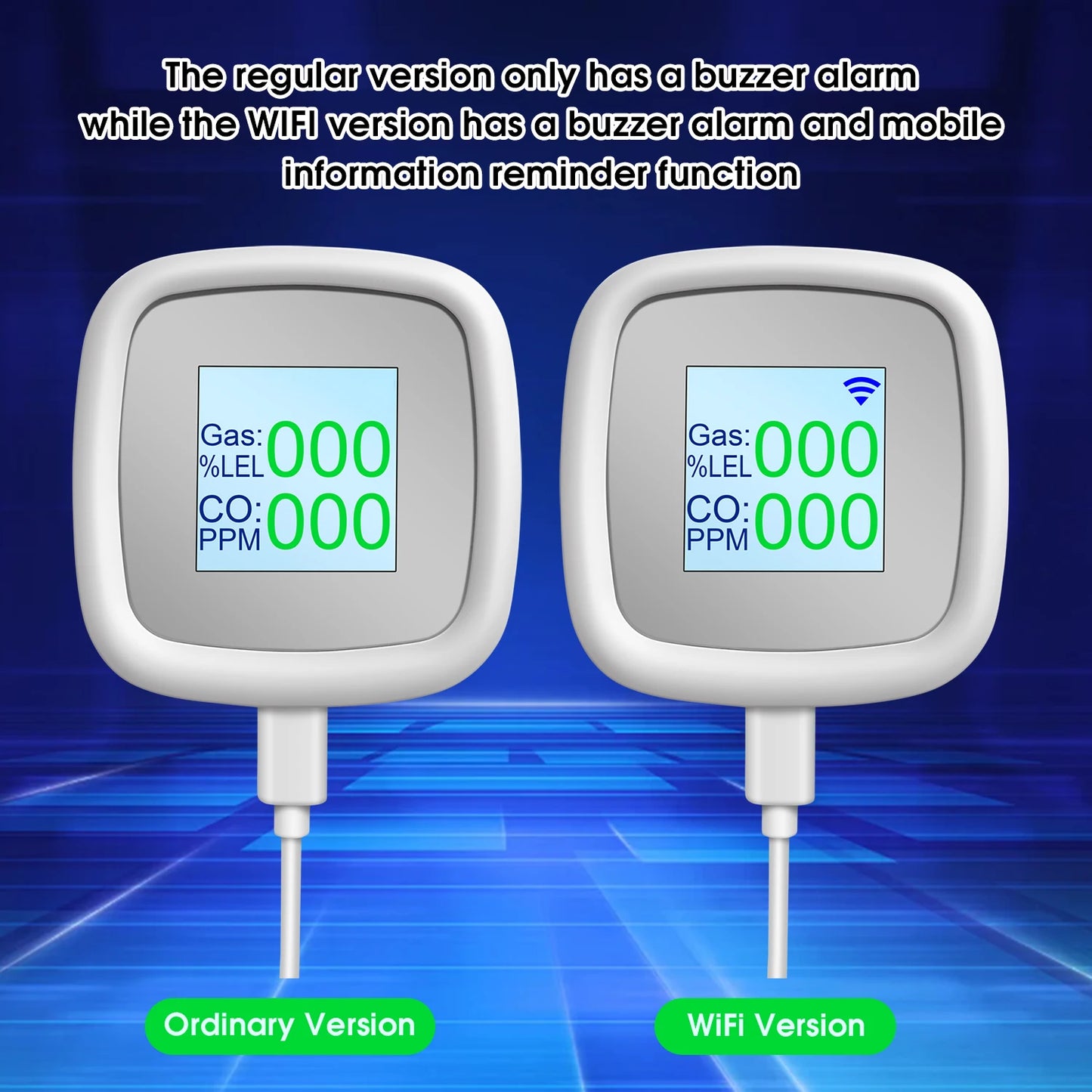Alarme de gaz C2, détecteur de CO, fuite de gaz combustible, alarme numérique de fumée, surveillance à distance intelligente, détecteur de gaz