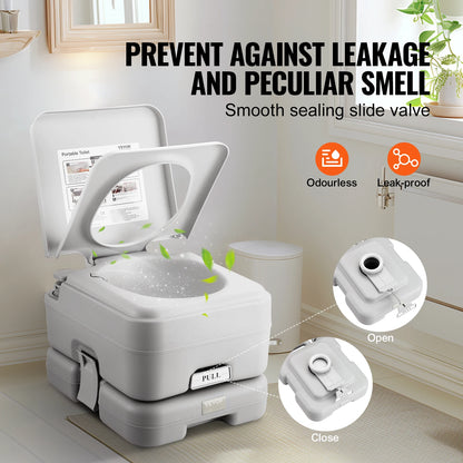 SucceBuy Toilettes portables pour camping-car avec réservoir de déchets de 3,2/5,3 gal, toilettes de voyage sans odeur à bouton-poussoir pour voiture de camping