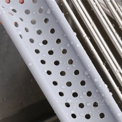 Accessoires de cuisine, égouttoir à vaisselle enroulable 304, étagère d'évier pliable en acier inoxydable, organisateur de rangement de cuisine, égouttoir d'assiettes de bol