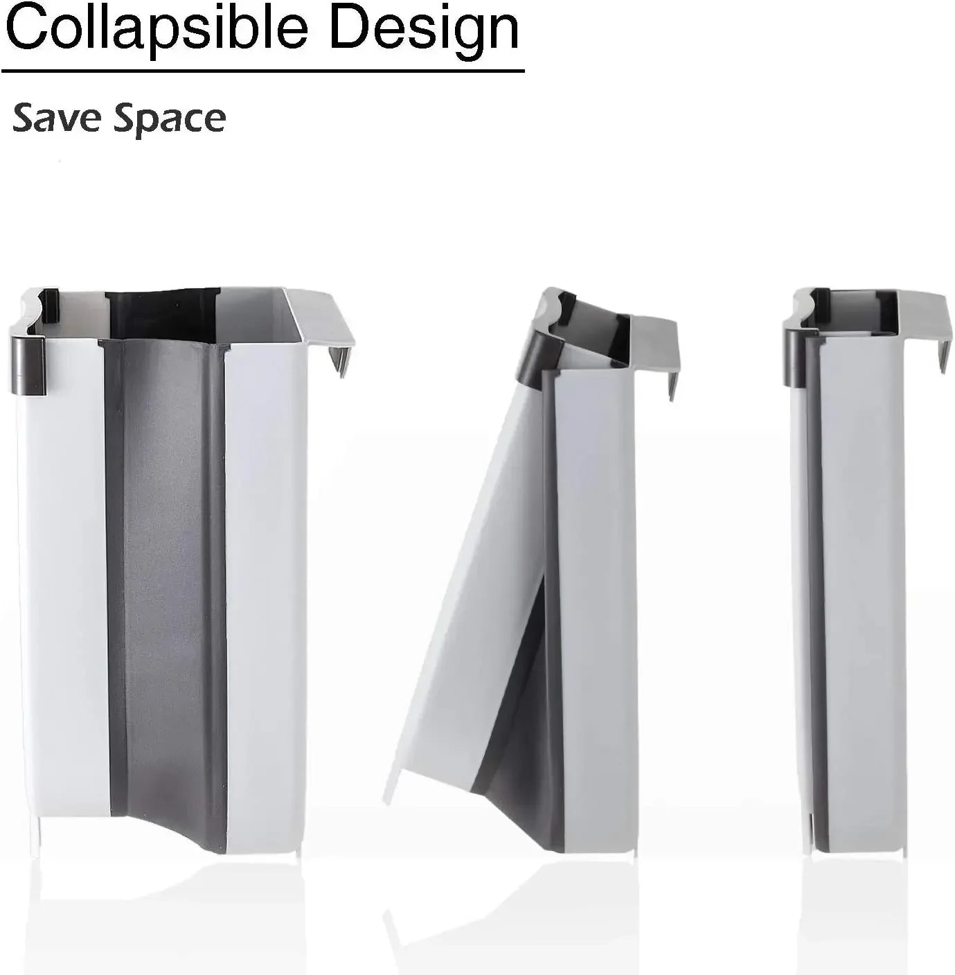 Poubelle pliable murale mince avec sac poubelle, conteneur en plastique suspendu pour cuisine et salle de bains, 7l/10l