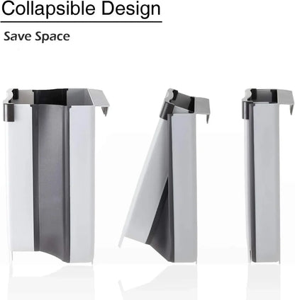 Poubelle pliable murale mince avec sac poubelle, conteneur en plastique suspendu pour cuisine et salle de bains, 7l/10l