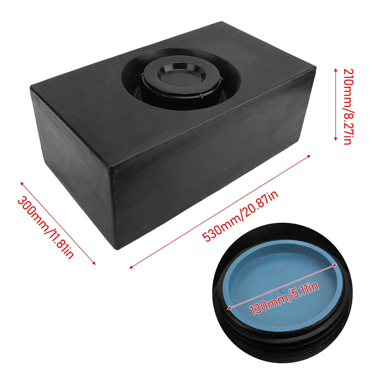 Réservoir de stockage d'eau pour camping-car, 8 gallons, PE de qualité alimentaire, réservoir de maintien d'eau douce LLDPE pour remorque, camping-car, bateau, Yacht, noir