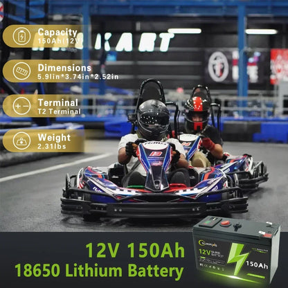 LiFePO4 12V 150Ah  Rechargeable Lithium Battery,Built-in BMS,Perfect for Ride on Toys,solar panels,Fish Finders,Power Wheels