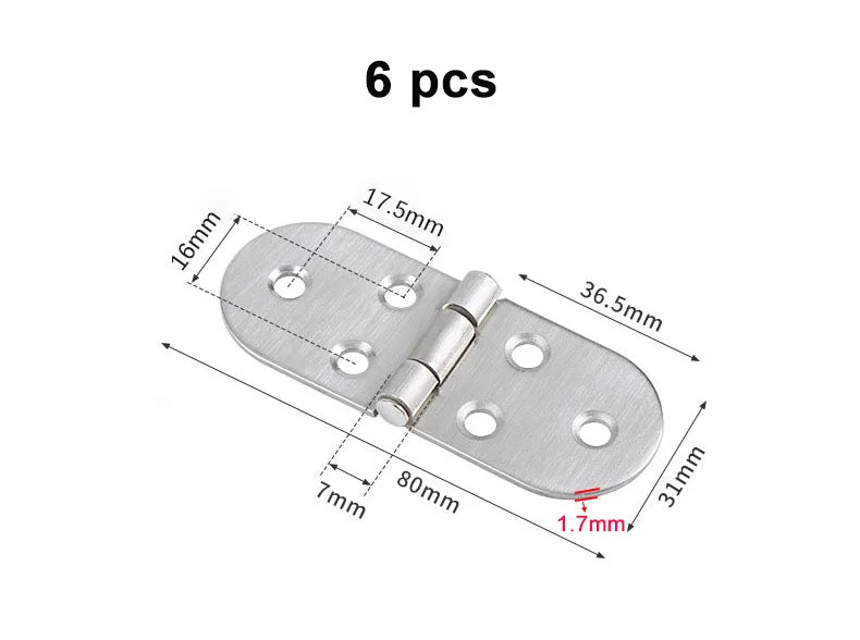Charnière de Table pliante à rabat en acier inoxydable, charnière à bord rond rotative à 180 degrés, charnière de porte d'armoire avec vis, 6/10/20/40 pièces