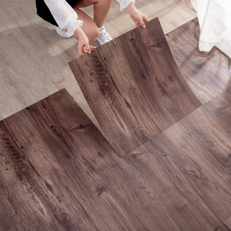 Paquet de 12 carreaux de sol en vinyle auto-adhésifs, revêtement et bâton imperméable, revêtement de sol en PVC aspect bois pour chambre à coucher, salon, décoration de la maison