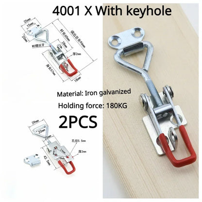 Fixations boîte à outils réglable, boîte à outils, loquet à bascule en métal, fermoir à dégagement rapide, pince antidérapante, outils de serrage à bascule Push Pull 2 pièces