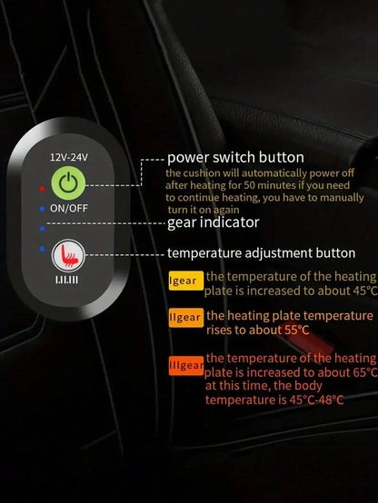 Coussin de siège chauffant universel pour voiture, 1 pièce, 12V/24V, coussin chaud d'hiver en velours pour un seul siège