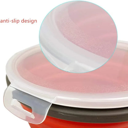 Boîte à lunch pliante en silicone avec couvercle, ensemble de bols de camping de pique-nique portables, kit de ustensiles de cuisine, dossier à salade de fruits pliable, boîte à bento