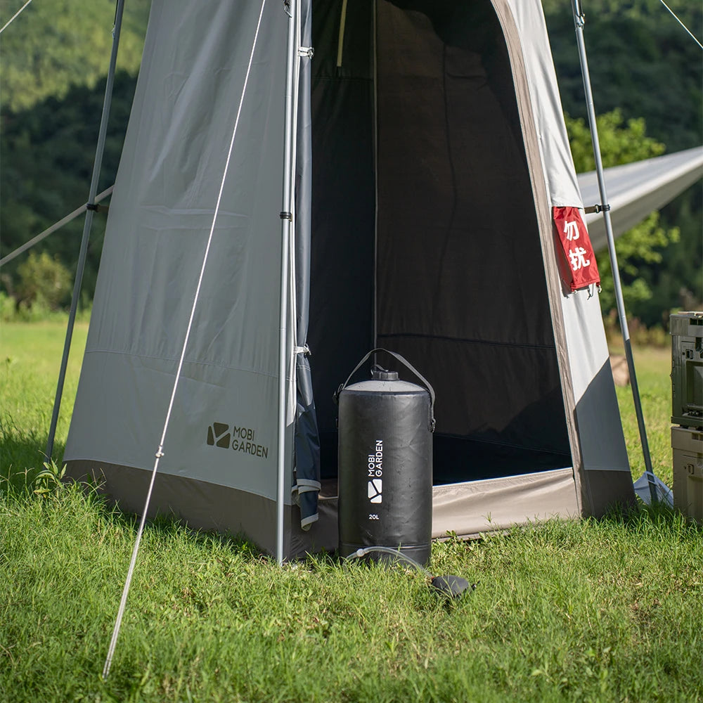 MOBI GARDEN-Sac de douche de camping portable avec pompe à pied à pression et tuyau, sac à dos de douche solaire