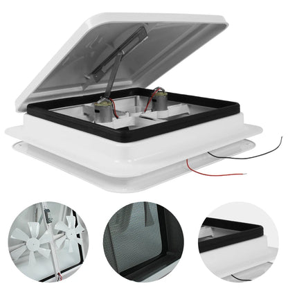 TYTXRV 14 "X 14" DC12V RV toit évent caravane Simple Ventilation ventilateur d'échappement couvercle blanc pour voyage remorque camping-car salle de bain