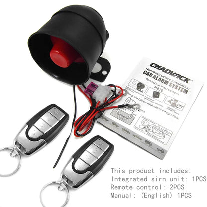 Système d'alarme de sirène de sécurité de voiture, klaxon, 2 télécommandes, 12V, antivol, unidirectionnel, automobile, protection antivol, 1PC