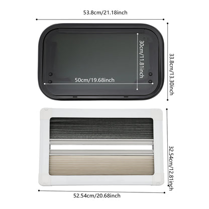 Fenêtre push-out RV en alliage d'aluminium verre trempé 85 °   Ouverture 18% Transmission de lumière avec pare-soleil pour camping-car caravanes
