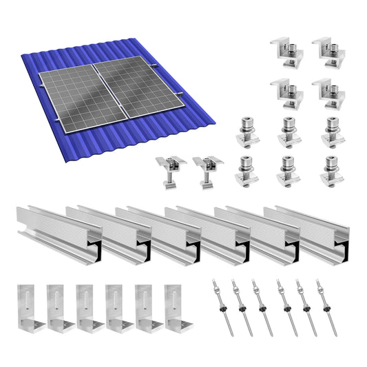 4/6/10Pcs CP-SETUNO Support de Panneau Solaire kit,Vis Captives en Acier Inoxydable avec Rails, M10 X 200mm, pour Fixation Module Solaire Photovoltaïque, Vis Captives Réglables en Hauteur