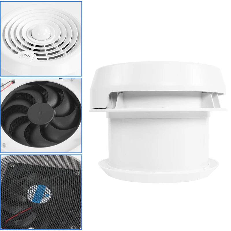 TYCRUCTWIETS-Ventilateur de Ventilation Silencieux avec LED, 12V, pour Caravane, Cuisine, Salle de Bain, Matériau Anti-jaunissement et Anti-âge, Applicable à Hurhome