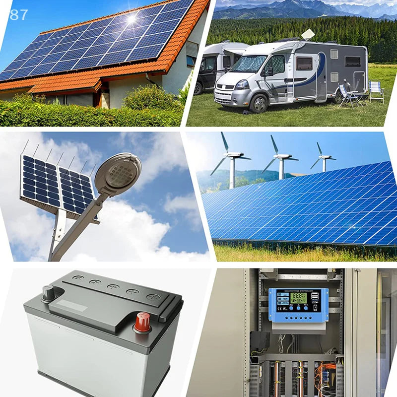 Régulateur solaire 12V/24V 30A 20A 10A, chargeur de batterie PWM, affichage LCD, double sortie USB 5V, contrôleur solaire