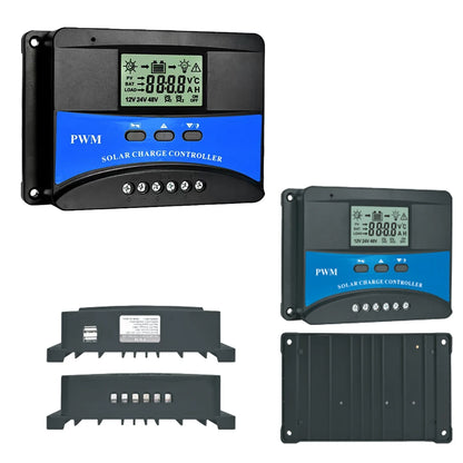 Contrôleur de Charge solaire 10A 20A 30A 12V 24V 48V, régulateur PV PWM, contrôleur de Charge et de décharge solaire pour Lifepo4, Lithium, plomb et acide