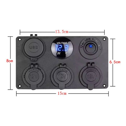 Allume-cigare multi-panneau 12V, prise de courant, prise de chargeur USB 4,2a, voltmètre, panneau de commutation pour camion, camping-car, Marine