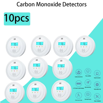 Détecteurs de monoxyde de carbone, détecteurs d'alarme de monoxyde de carbone à piles remplaçables avec affichage numérique et lumières LED