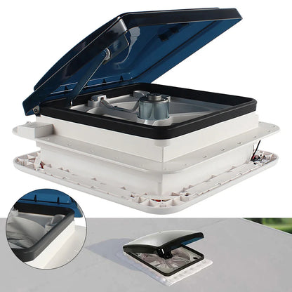 Ventilateur de toit pour camping-car, 11 pouces, 12V, avec lumière LED et filet anti-insectes, contrôle manuel, ventilateur d'extraction de plafond, couvercle de fumée, IP68