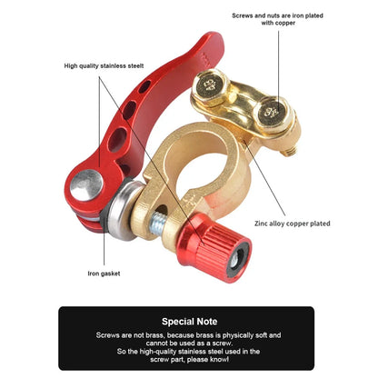 Pinces universelles de bornes de batterie à dégagement rapide 24V 12V, 2 pièces, poteau supérieur de voiture pour caravane bateau moto voiture accessoires de voiture