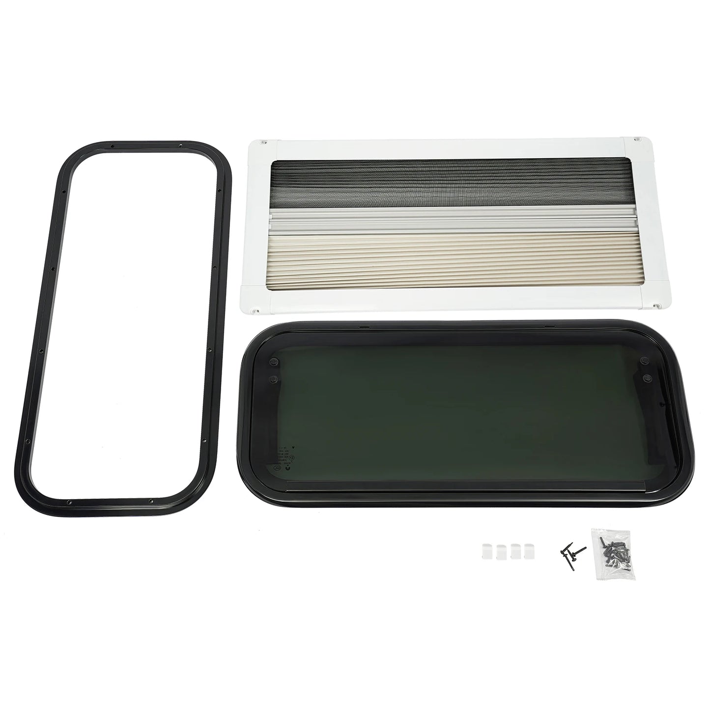 Fenêtre push-out pour camping-car en verre trempé blanc + noir, fenêtres pour caravane et camping-car, caravanes, camping-car, remorques verticales