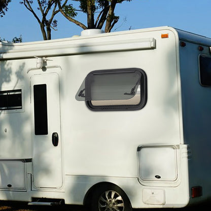 Fenêtre push-out RV en alliage d'aluminium verre trempé 85 °   Ouverture 18% Transmission de lumière avec pare-soleil pour camping-car caravanes