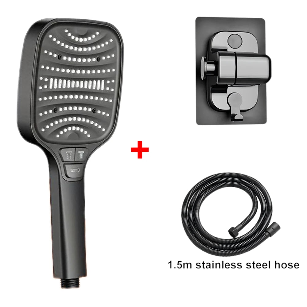 Pommeau de douche Turbo pressurisé, 8 Modes, grand panneau de 12cm, pomme de douche à économie d'eau, antidéflagrant, filtre ABS épais