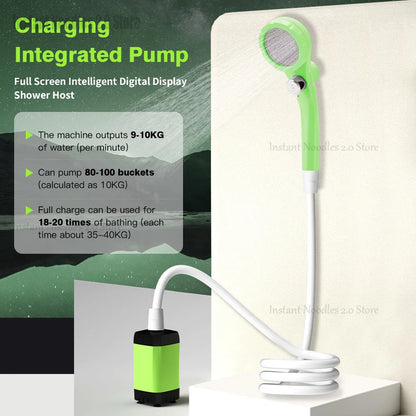 Pompe de douche de Camping, Kit de douche extérieure pour camping-car, douche de camping avec écran complet, affichage numérique Intelligent, Kit de douche réglable 6000mAh