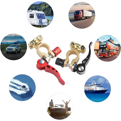 Pinces universelles de bornes de batterie à dégagement rapide 24V 12V, 2 pièces, poteau supérieur de voiture pour caravane bateau moto voiture accessoires de voiture