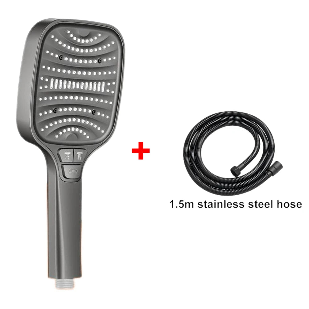 Pommeau de douche Turbo pressurisé, 8 Modes, grand panneau de 12cm, pomme de douche à économie d'eau, antidéflagrant, filtre ABS épais