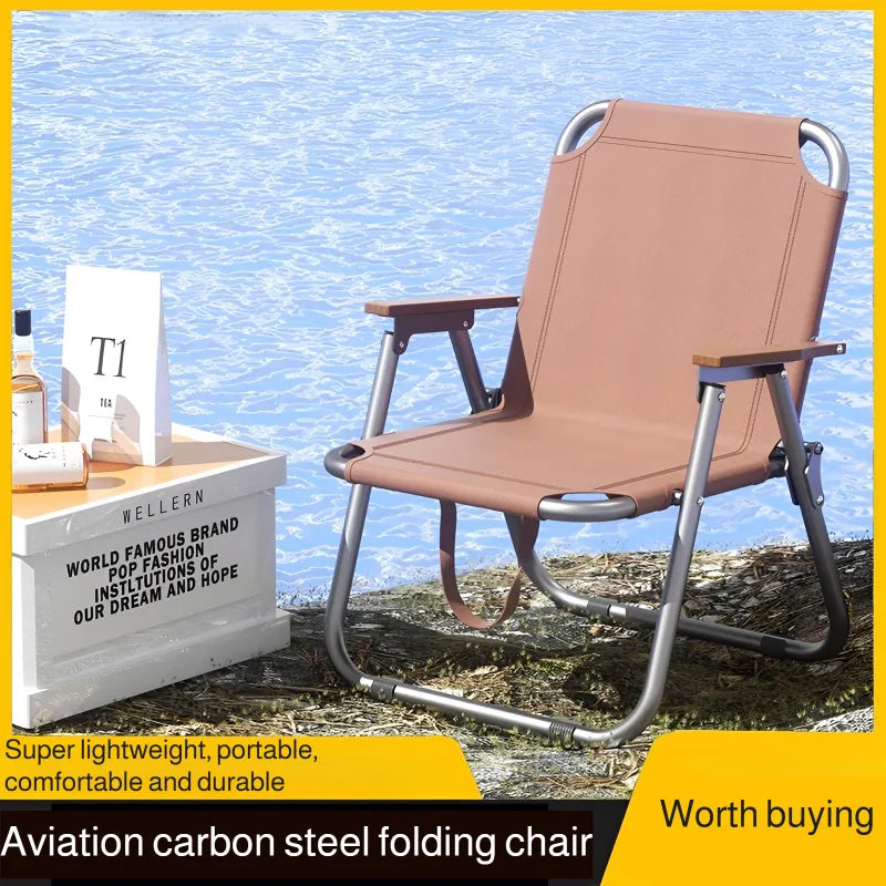 Chaise de Camping Portable pique-nique chaise en tissu Oxford chaise de pêche de plage chaise de plage pliante extérieure avec tapis antidérapant en aluminium noir