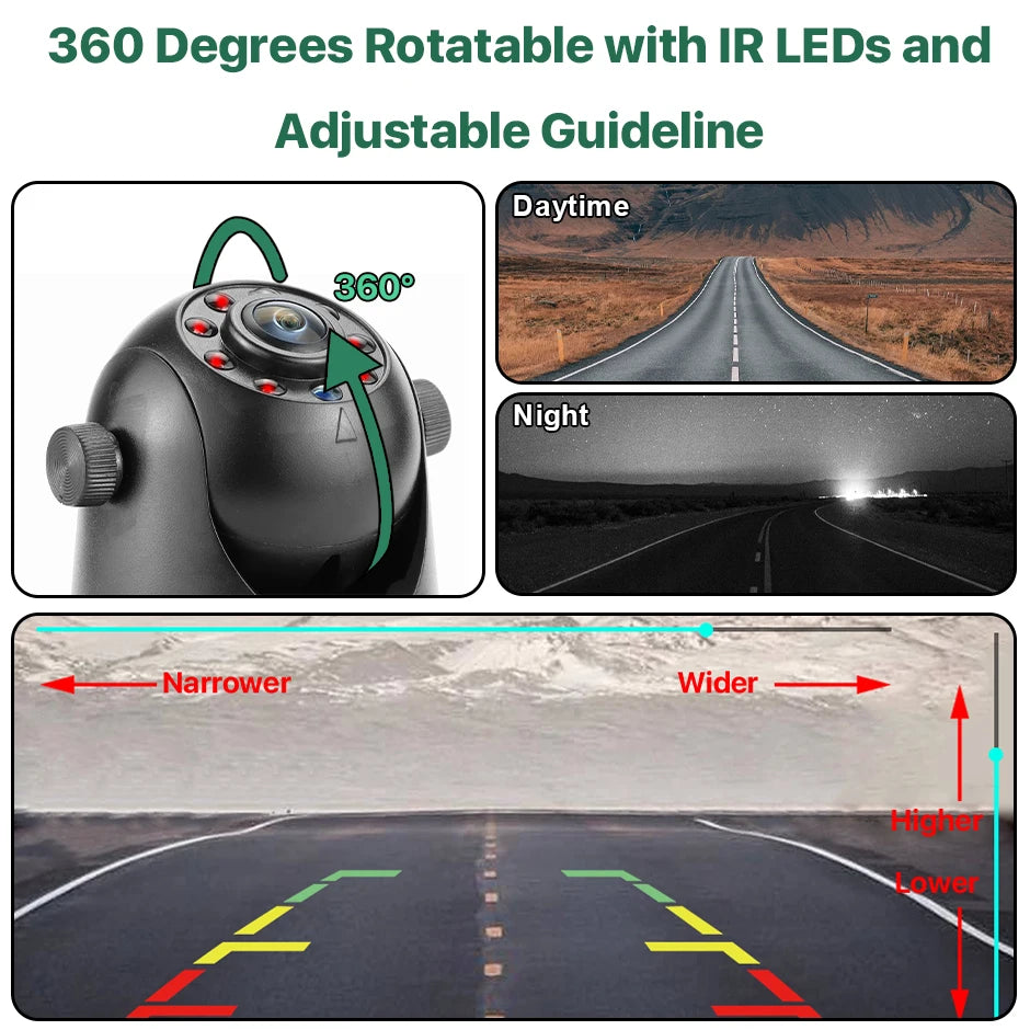 GreenYi-Caméra de recul sans fil à attelage magnétique, WiFi 5G, vision nocturne, aste, remorque, camions, iPhone, Android