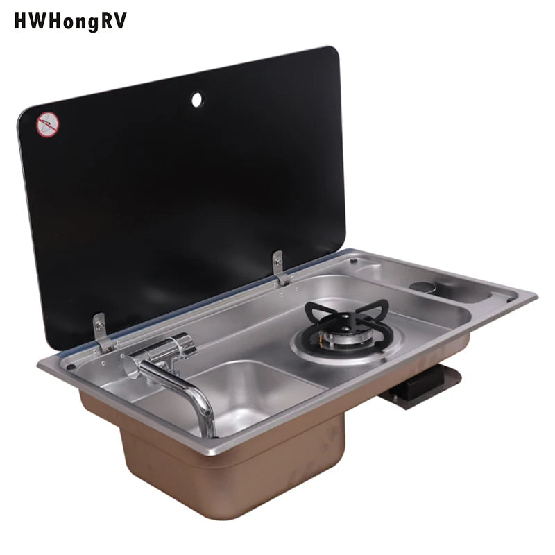 Cuisinière à gaz universelle pour camping-car RV |   Cuisinière en acier inoxydable avec évier pour bateaux, camping-car, cuisines extérieures et plus encore, livraison rapide