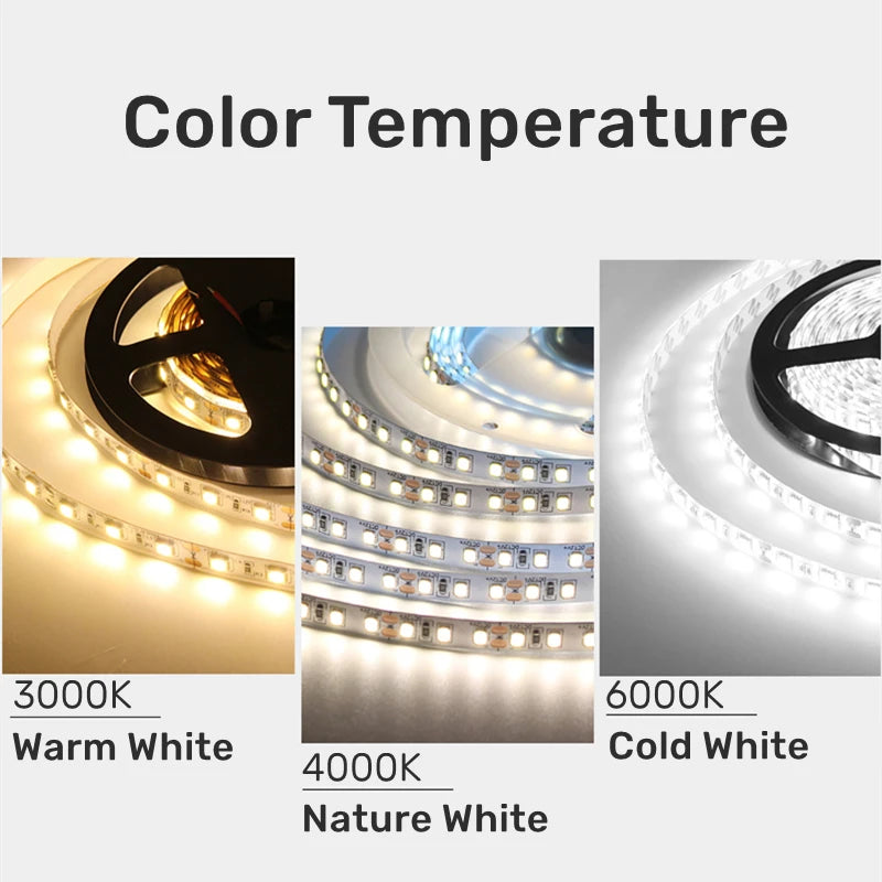 Bande Lumineuse LED Étroite PCB Super Mince, Ruban Flexible, Blanc Chaud/Naturel/Froid, DC12V SMD2835, 120 Diodes/m, 5m/Rouleau, 4mm