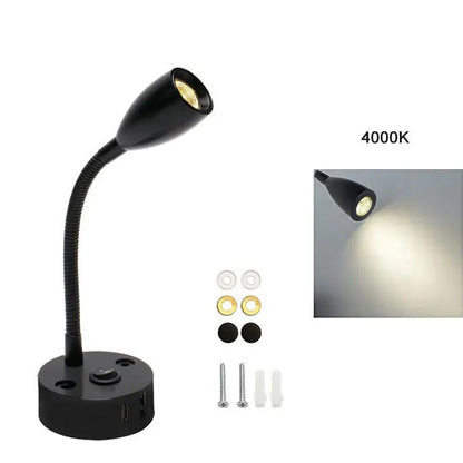 Lampe de lecture à col de cygne 12V pour camping-car, avec chargeur rapide USB Type C, lumière Flexible de 24 volts pour bateau, camping-car, Van, remorque, lumières intérieures