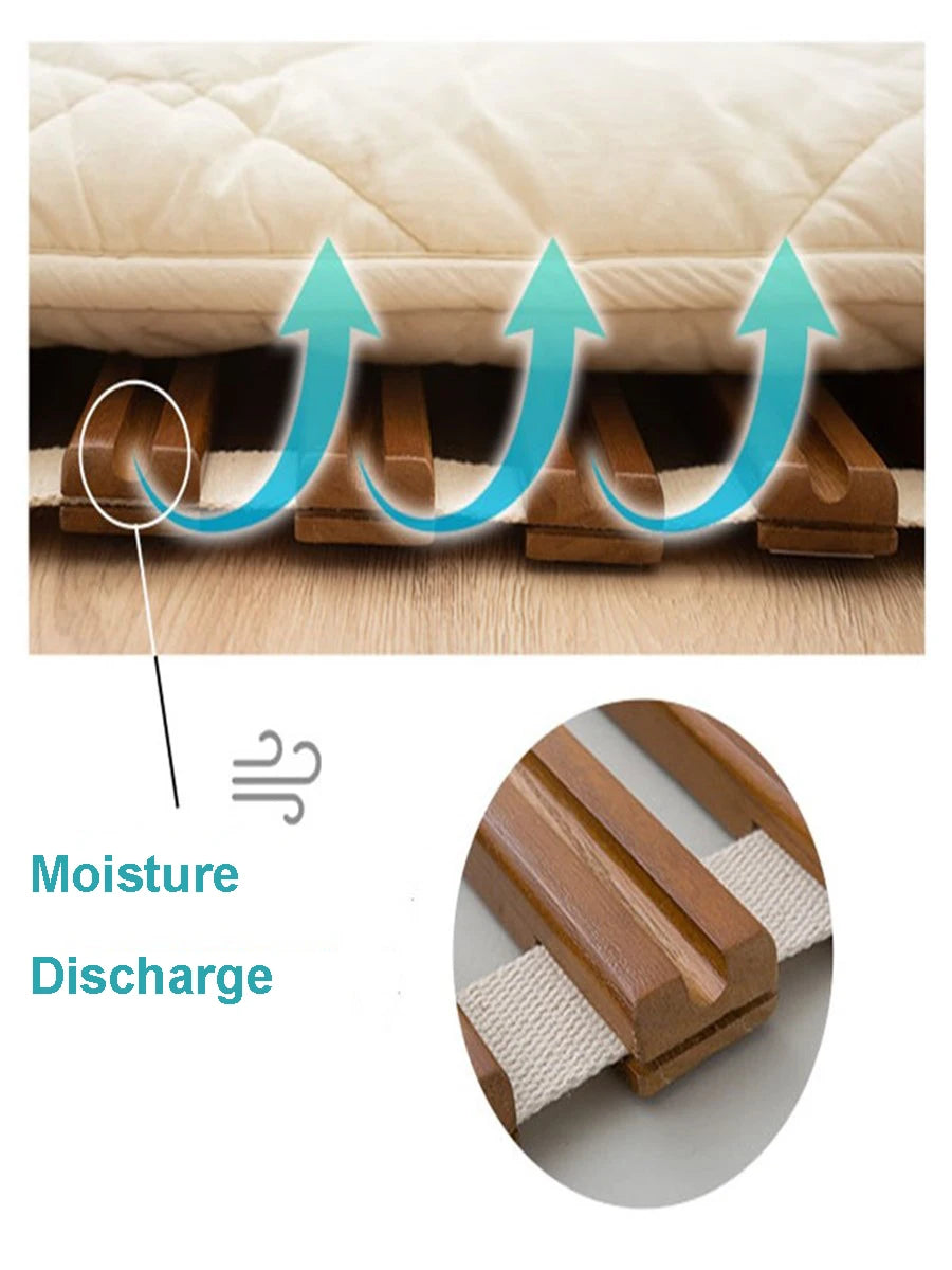 Support de lattes de lit à lattes en bois massif de Paulownia, carbonisé japonais, pour matelas Futon, Tatami de couchage au sol, planche pliante