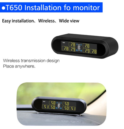 CAREUD T650 Bus solaire RV camion TPMS système de surveillance de la pression des pneus sans fil avec 6 capteurs internes externes Max 199 PSI