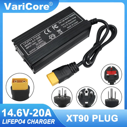 VariCore 14.6V 20A chargeur de batterie intelligent Lifepo4 110-220V 4S 12V chargeur haute puissance pour batterie au Lithium fer Phosphate