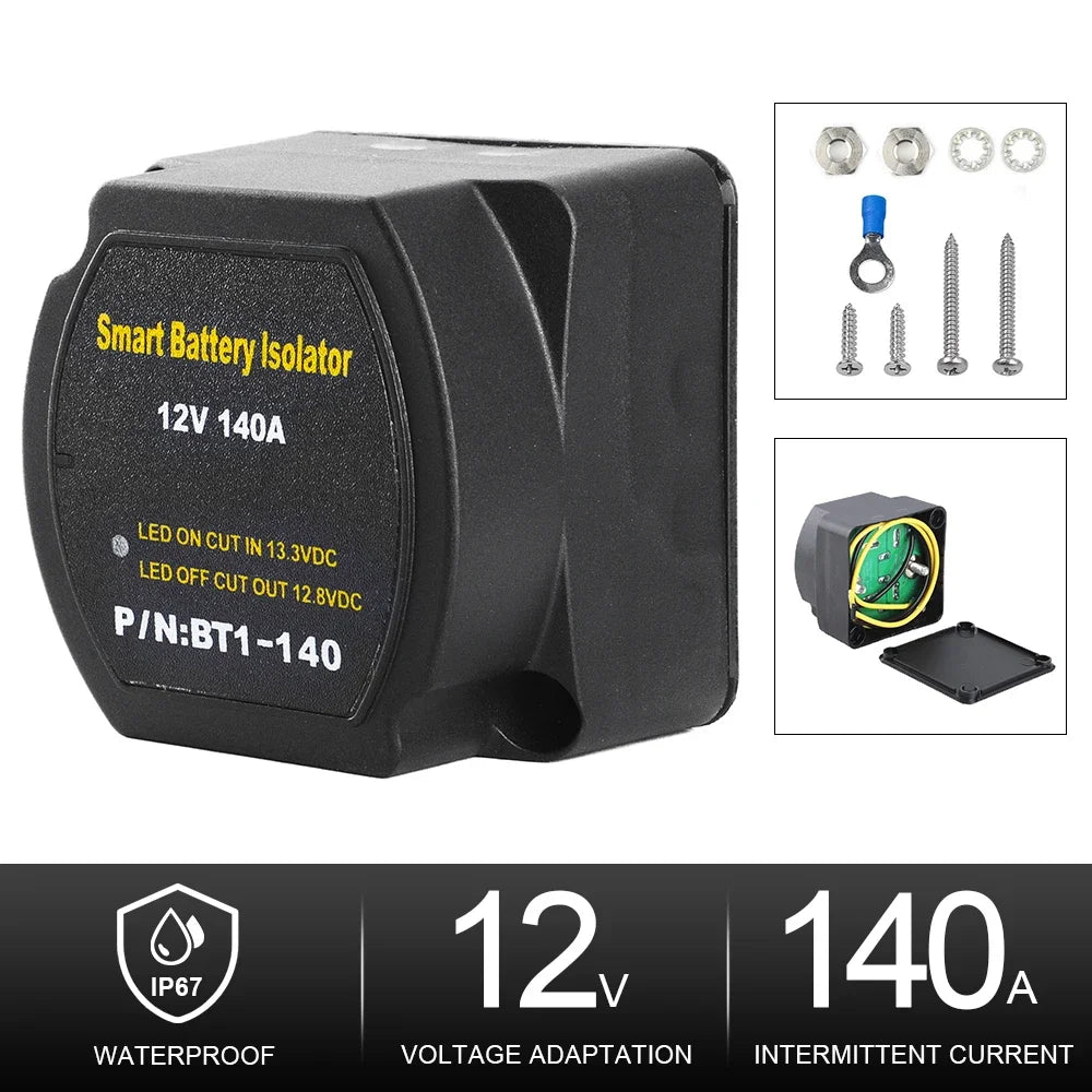 Double isolateur de batterie intelligent 12V 140a, relais de Protection sensible à la tension, Charge divisée VSR pour voiture RV bateau Marine Turck